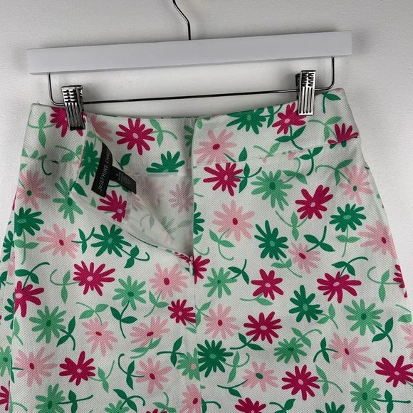 Josephine Chaus Womens White Pink Green Floral Daisy A-Line Mini Skirt Size 6 - Picture 6 of 10